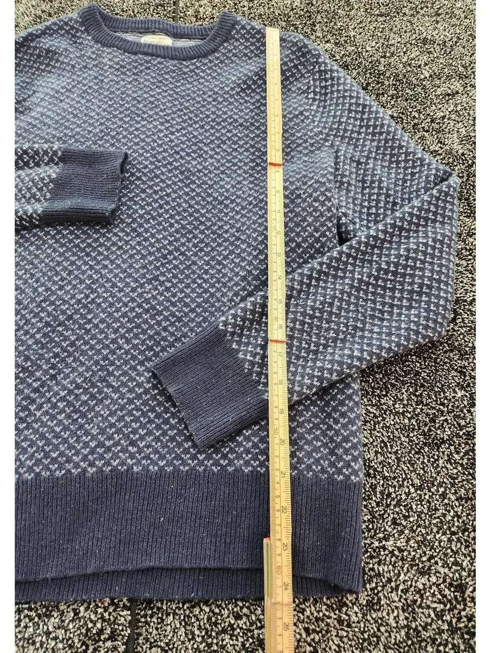 J.CREW Rugged Merino Blend Birdseye Sweater Mens Medium Crewneck Pullover Blue